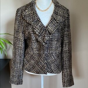 Rafaella Black and Tan Tweed Blazer Size Large